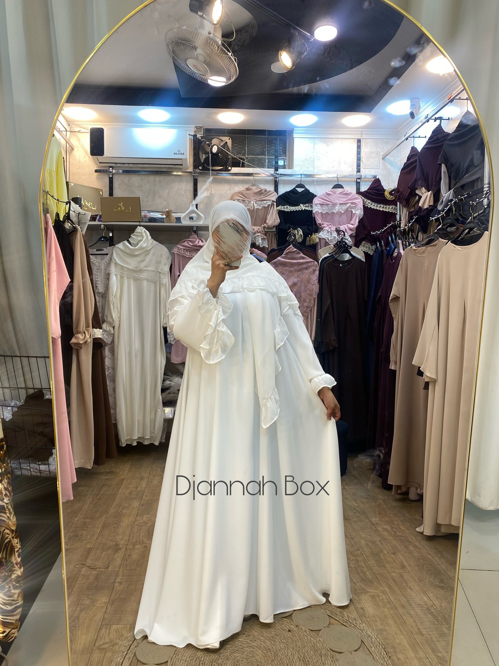Abaya samra blanc + foulard blanc