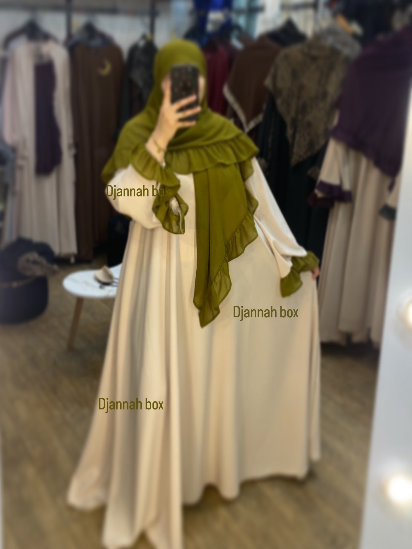 Ensemble samra biege/ vert kiwi