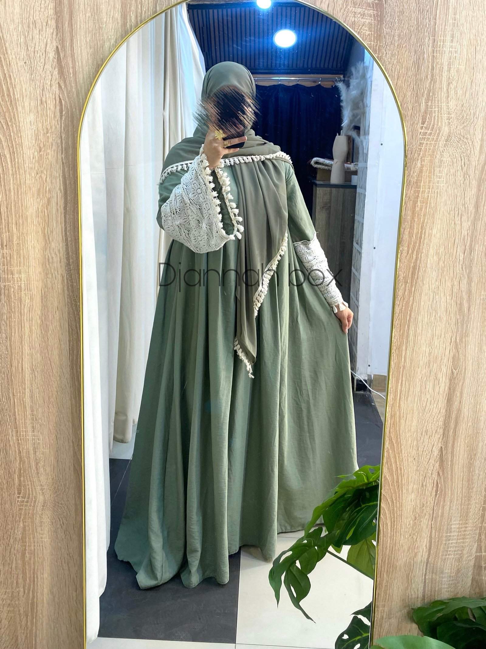 Robe lin vert + foulard 