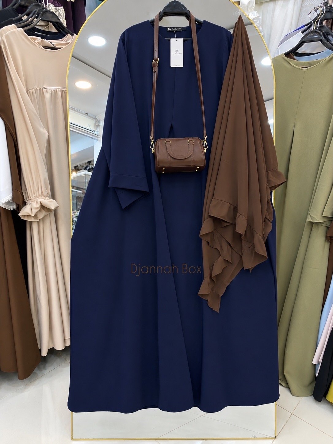 Ensmbl cloch bleu nuit + f marron choco