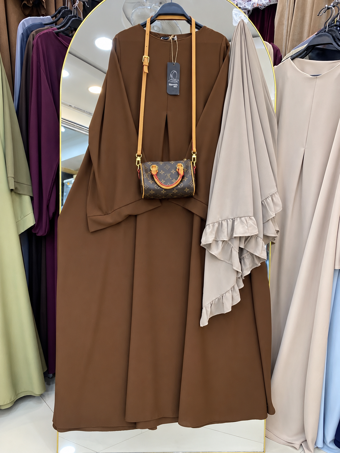 Abaya cloche marron caramel