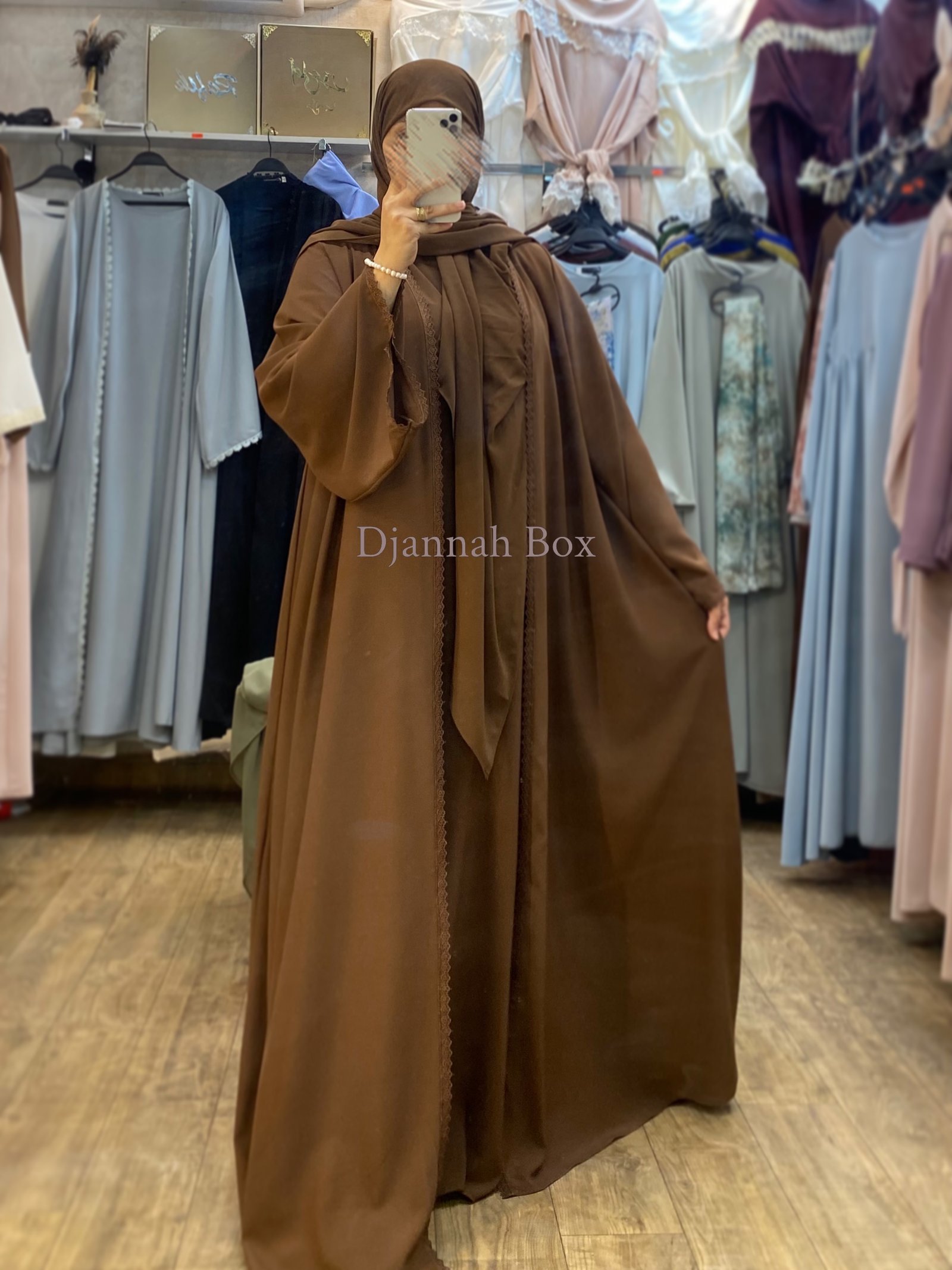 Abaya marguerite Marron 