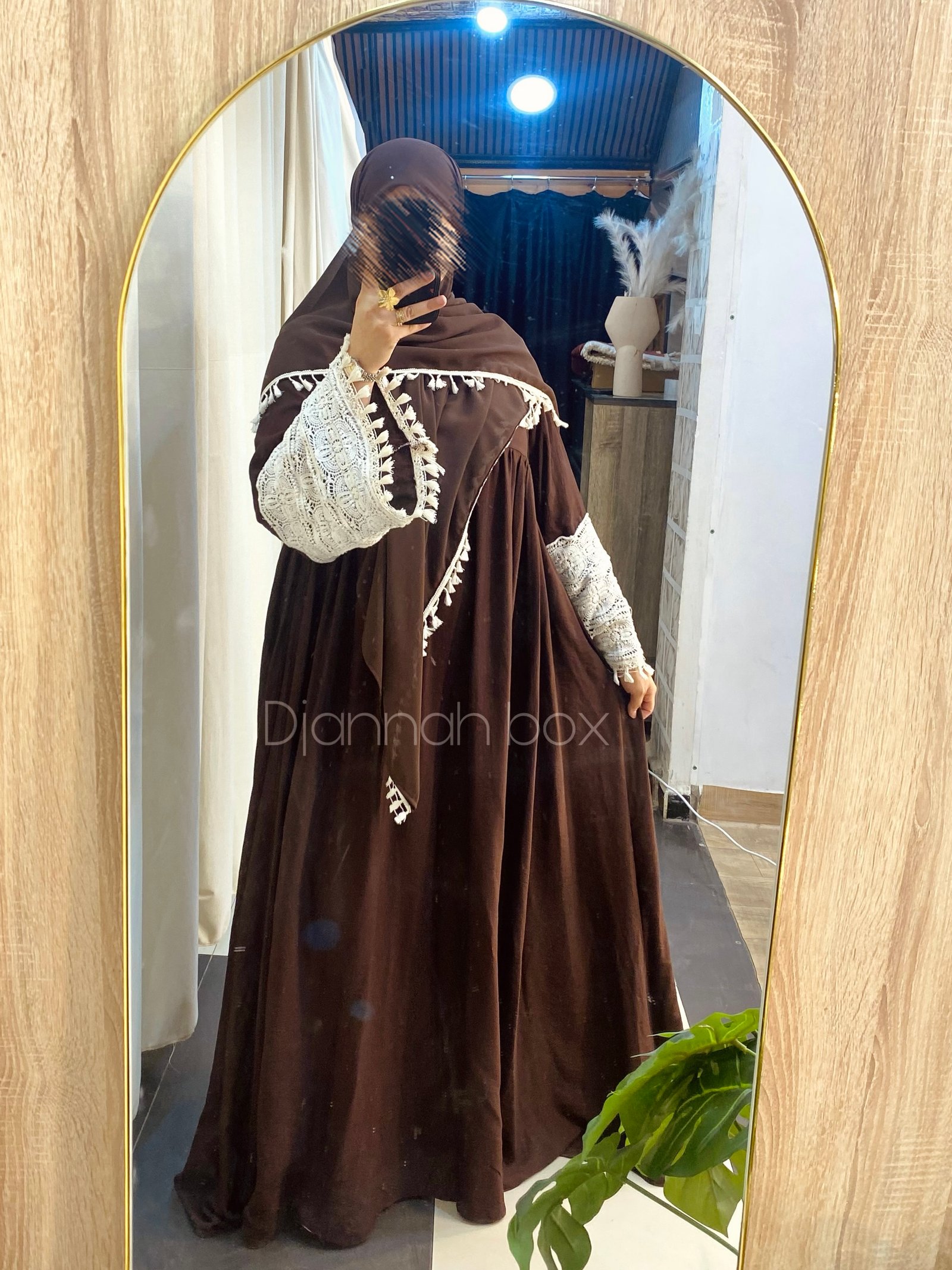 Robe lin marron + foulard carre