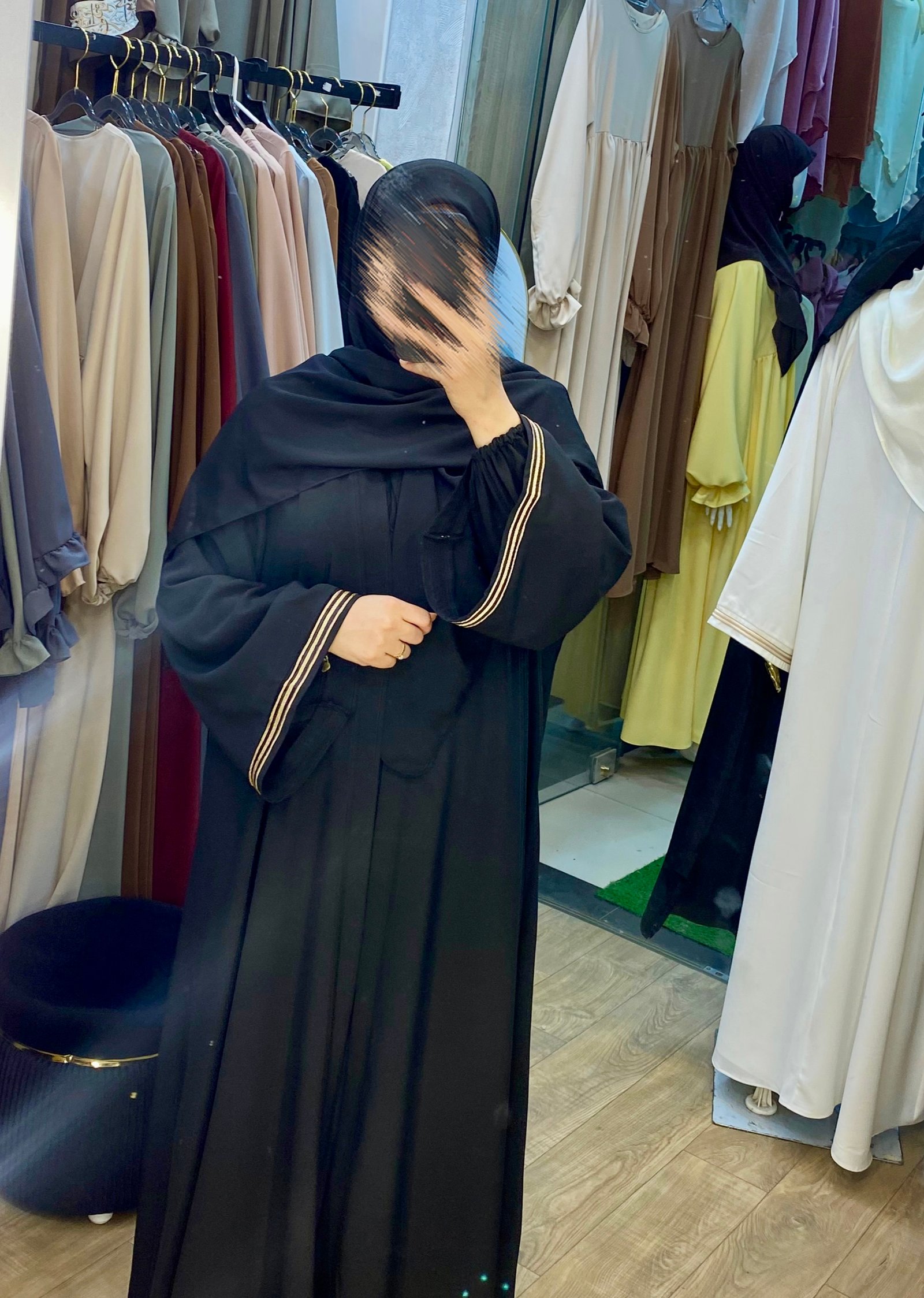 ensemble abaya noir ( abaya + sous abaya + foulard)