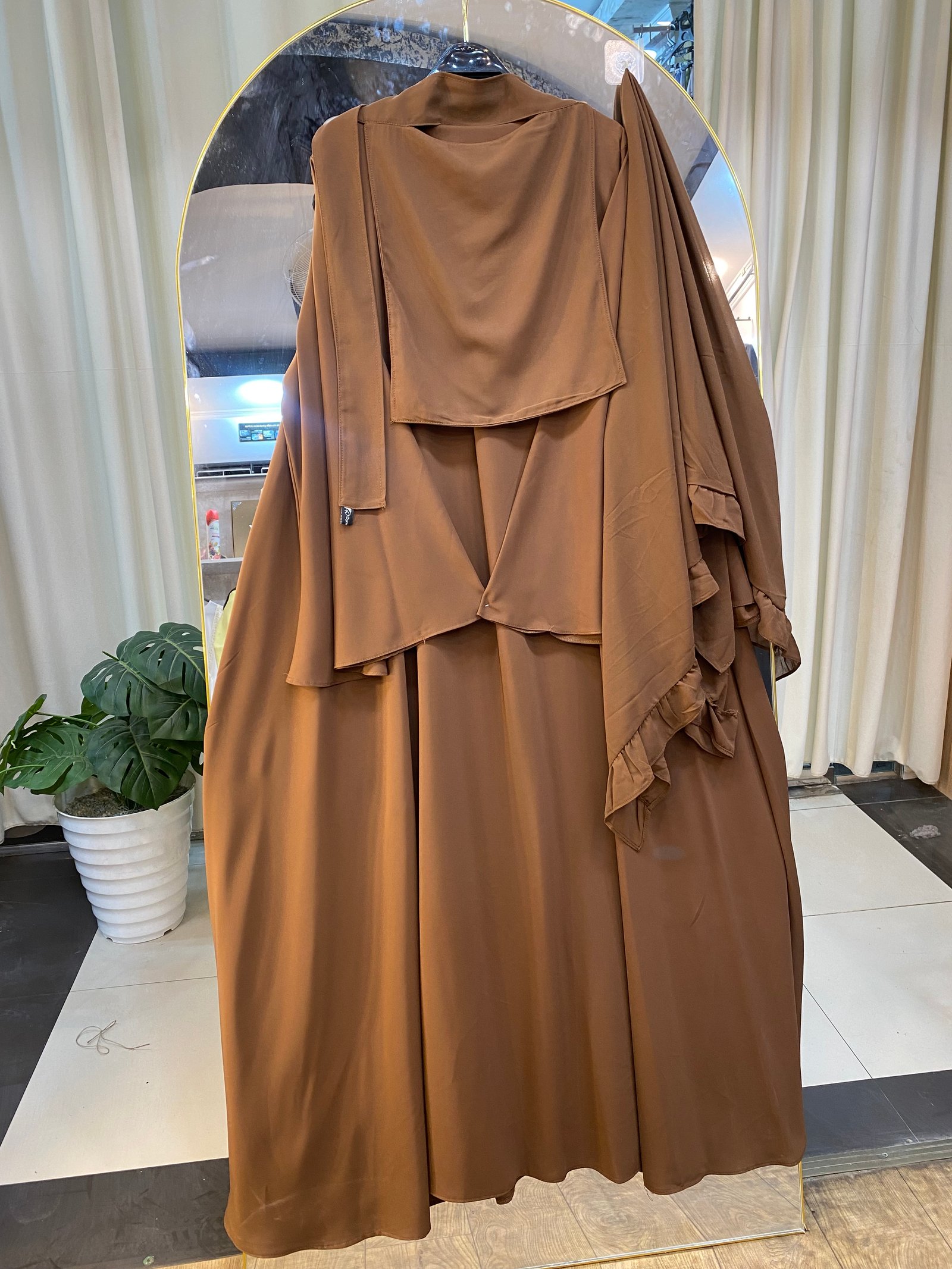 Ensblm abaya eleg + khimar + niqab marron caramel 