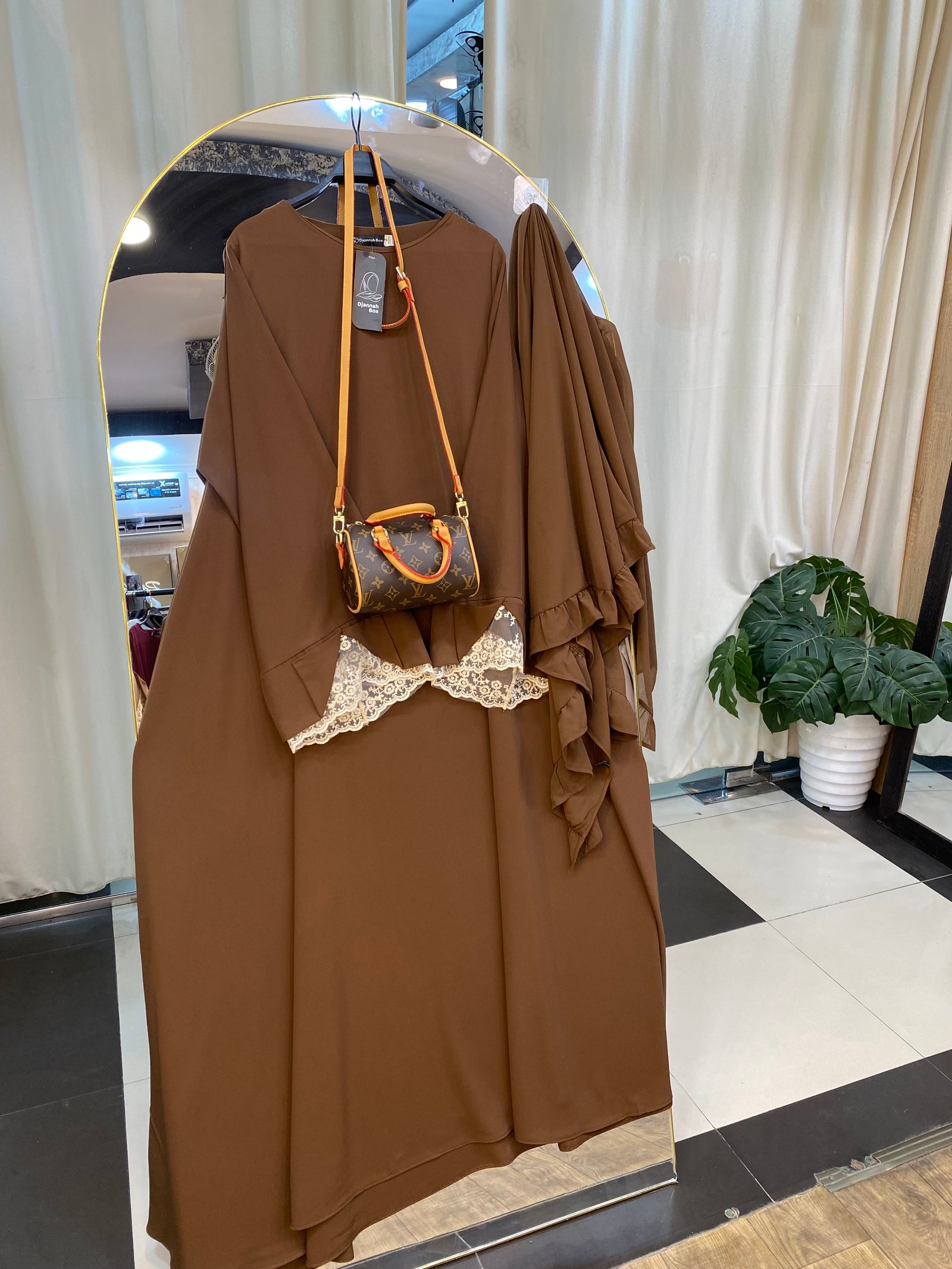 Ensmbl dentella marron caramel + f biege 