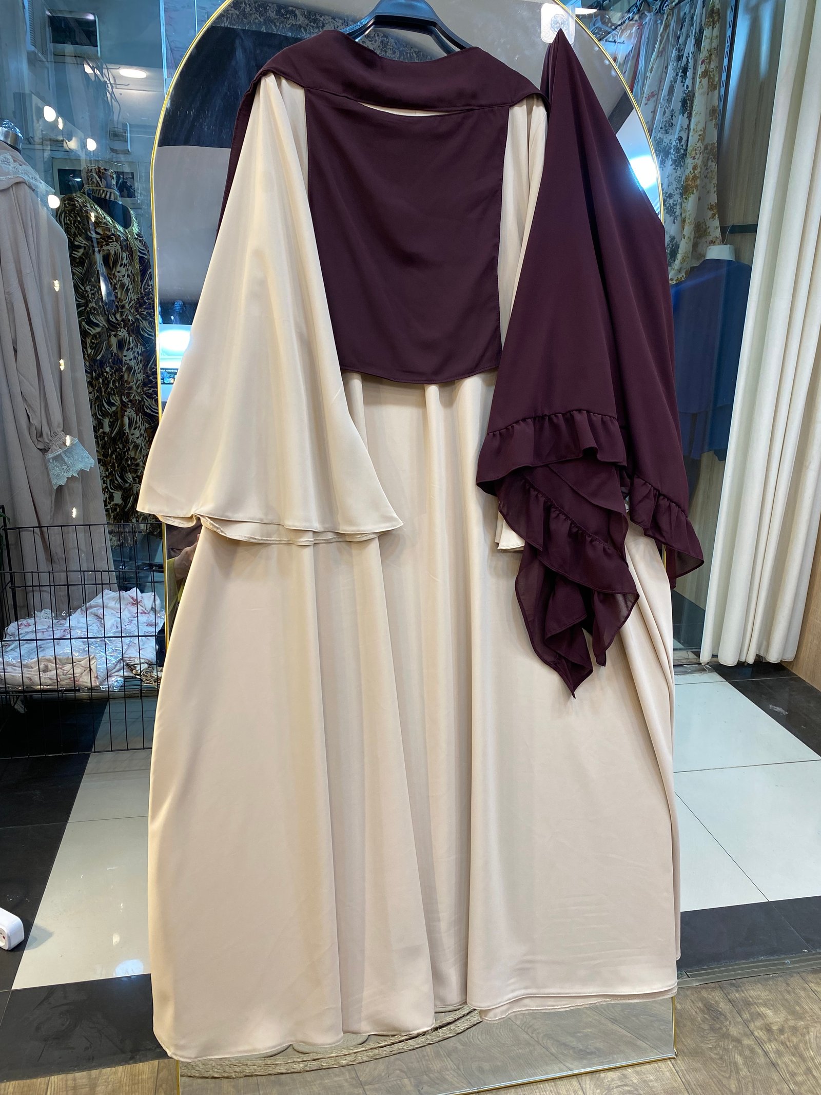 Enbsl elg biege + (foulard + niqab ) burgandy